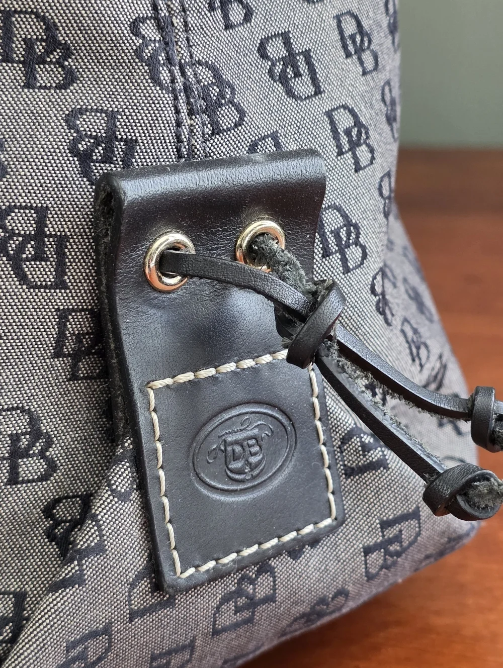 Dooney & Bourke Signature DB Monogram Canvas Hobo Shoulder Bag Y2K Vintage